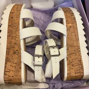 Madden Girl White Cork Platform Sandals